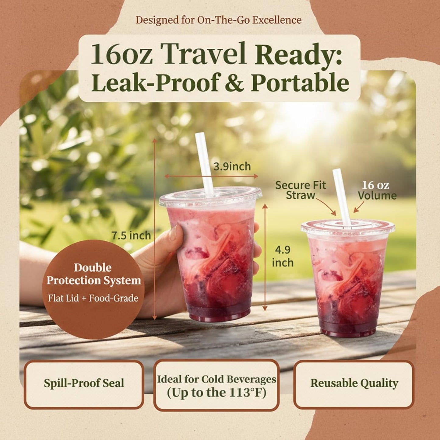 110 Pack Clear Plastic Cups with Lids and Straws, 16 oz Disposable Iced Coffee Cups To Go, BPA-Free Cold Drink Cups for Smoothie, Matcha, Parties, Party