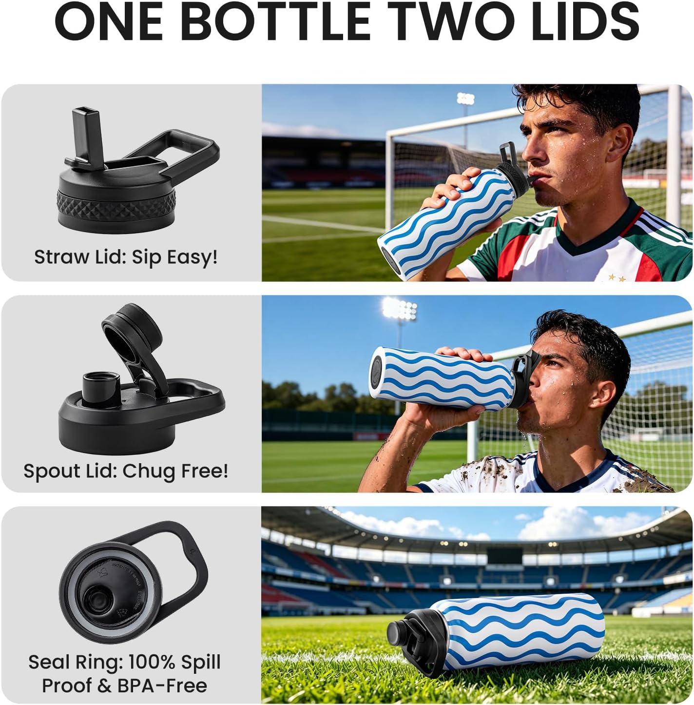 RAYMYLO One Gallon Water Bottle Insulated, Triple Walled Vacuum Stainless Steel (Cold for 48 Hrs), Leak Proof & Non-BPA, Large Water Flask Jug with Paracord Handle & Straw Spout Lids