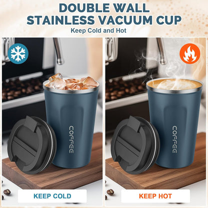 MOMSIV 12oz Travel Mug, Insulated Coffee Cup with Leakproof Lid, Travel Coffee Mug Vacuum Stainless Steel Double Walled Reusable Coffee Cup for Hot and Cold Water Coffee