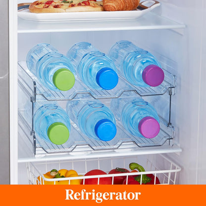 Lifewit 2 Tier Stackable Water Bottle Organizer for Cabinet, Plastic Bottle Holder Fits 6 Bottles/Tumblers up to 3.8" Diameter for Pantry/Countertop/Cupboard, 28 x 19 x 15 cm/11 x 7.5 x 5.7"