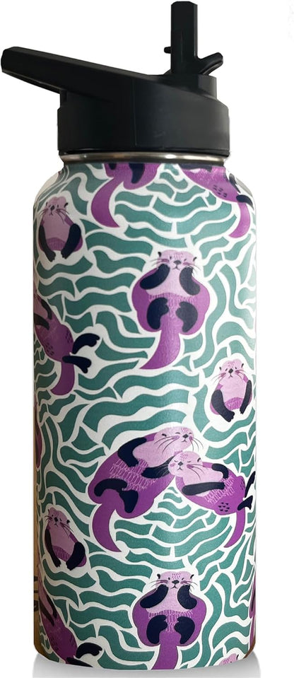 32oz Pickleball Water Bottle Insulated Vacuum Stainless Steel Tumbler Travel Mugs With Straw for Game Sport,Pickleball Accessories