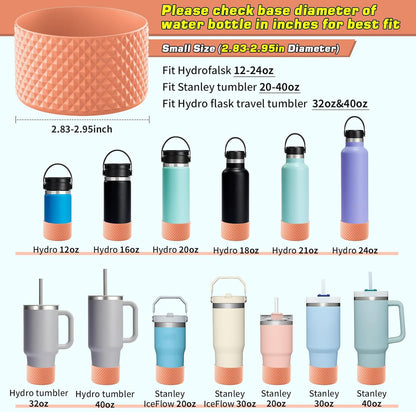 WUQID Water Bottle Boot, Diamond Silicone Boot Compatible with Stanleyy Tumbler 20-40oz & Hydroo Flask Bottle 12oz-24oz, Reduces Dents Sleeve Cover for More Bottles/Tumblers Bottom of 2.83-2.95in