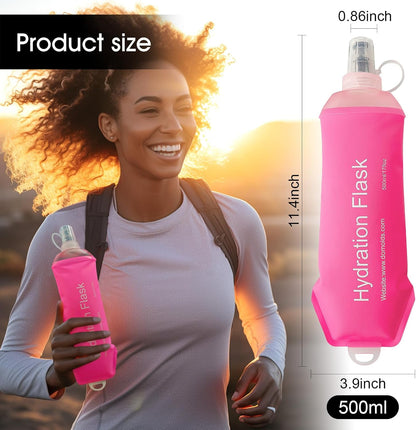 WILDREEDS 500ml Soft Flask, TPU Collapsible Soft Water Bottle for Hydration Pack, Running Vest, Folding Water Bottle for Hiking Cycling Climbing-1Pcs, White