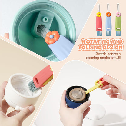 3-in-1 Cup Lid Cleaning Brush–Multi-Functional Bottle & Straw Cleaner with Scraper, Crevice & Angled Brush – Deep Clean Coffee Mugs, Water Bottles, Tumblers & More – Durable, Heat-Resistant PP