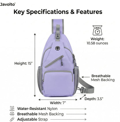 Javolto Sling Bag for Men Crossbody Backpack, Small Sling Backpack Mens Shoulder Bag, Casual Daypack Hiking Bag for Travel