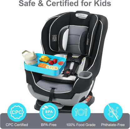 Car Seat Snack Tray for Toddlers - 3 Inch Cup Holder Fits Most Sippy Cups & Straw Bottles with Dip Well, Mess-Free Square Kids Travel Tray Road Trip Essentials, Black