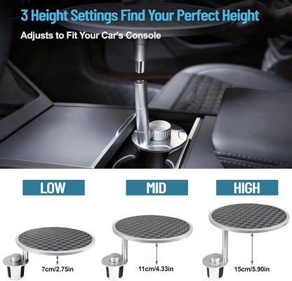 Car Tray Table & Car Desk for Laptop with 2 Risers and Anti-Slip Pad, 360° Rotating Cup Holder for Working and Eating Compatible with Tesla Model 3/Y/S, Ford F150/Explorer/Maverick & Most Vehicles/EV