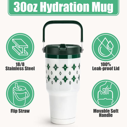 40 oz Insulated Tumbler with Top Handle and Flip Straw, Vacuum Insulated Stainless Steel Cup with Leak-Proof Lid, Sweat-Free, Fits Cup Holder, Keeps Ice Cold up to 30 Hours