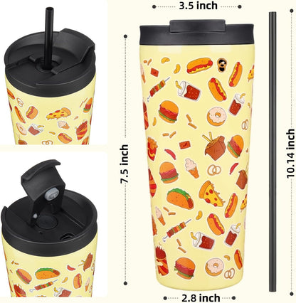 BJPKPK 4 Pack Tumbler with Lid and Straw,30oz Insulated Tumblers Bulk Reusable Travel Coffee Mug, Dishwasher Safe Double Wall Vacuum Insulated Cup Gift for Men Women,Light Blue Leopard