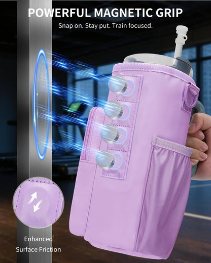 sportsnew Magnetic Gym Bag for Women Men, Crossbody Insulated Cup Sleeve Water Bottle Carrier Holder with Strap for 40oz Tumbler with Handle, 4 Built-in Magnets Small Gym Bag for Workout, Walking