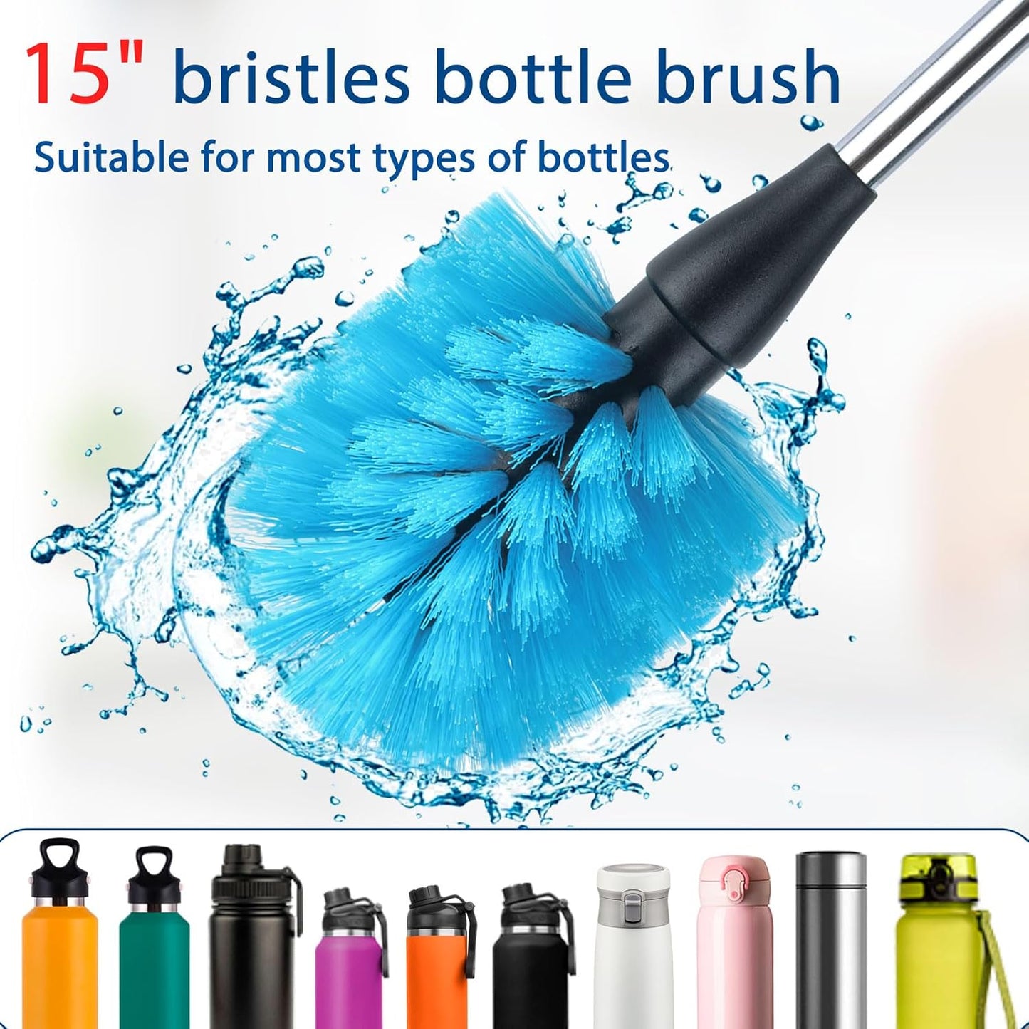 Water Bottle Cleaner Brush，Bottle Brush Tube Cleaning Lab Set with Long Handle，for Cleaning Beer Bottles, Wine Bottles,Bong，Straw Cleaner ，Crevice Cleaning，Straw Cleaner，Baby Bottle