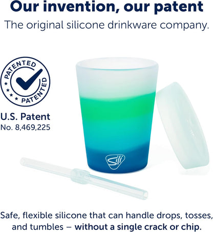 Silipint 8oz Silicone Tumbler with Straw and Lid – Unbreakable, BPA Free, Non-Toxic, Dishwasher, Microwave, Freezer Safe Tumbler Cup – Drinkware for Juice, Smoothies, Coffee (Cool Berry Crush)