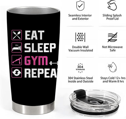 Gym Gifts for Women, Womens Fitness Workout Gifts, 20oz Stainless Steel Insulated Tumbler with Lid & Straw