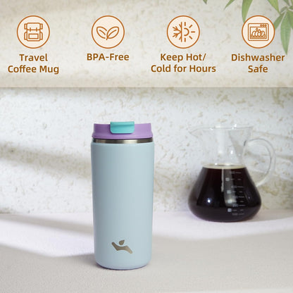 Konokyo Tumbler with Lid, 16 oz Travel Coffee Mug Double Wall Vacuum Stainless Steel Thermal Metal Cup Insulated Water Bottle,Navy Blue