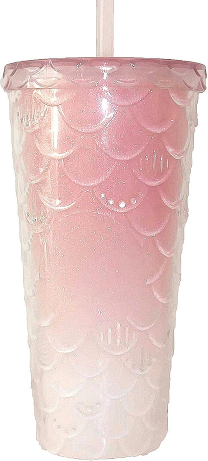 Studded Tumbler With Straw Tumblers With Lids And Straws Iridescent Blue Cups Water Cup With Straw And Lid BPA-Free Double-Wall Plastic for Iced Coffee Cups or Water 24 Oz