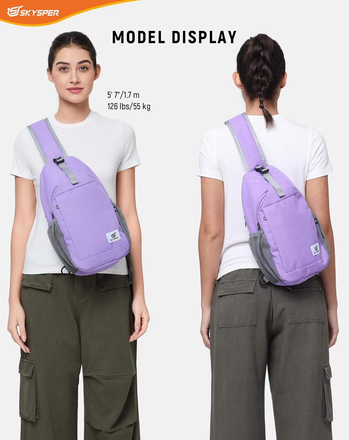 SKYSPER Sling Bag RFID Cross Body Bag Recycled Crossbody Backpack Travel Daypack
