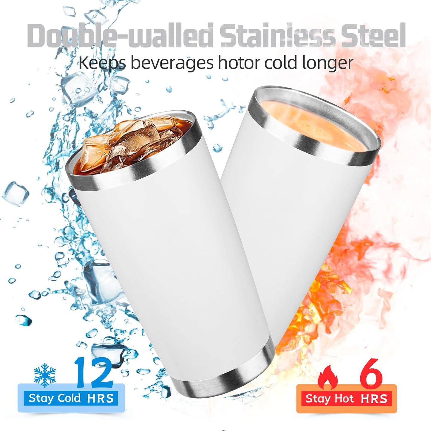 20 oz Tumbler with Lids and Straws, Stainless Steel Insulated Travel Coffee Mug, Double Wall Vacuum Insulated Tumblers, Powder Coated Coffee Tumbler for Cold & Hot Drinks (Light Purple)