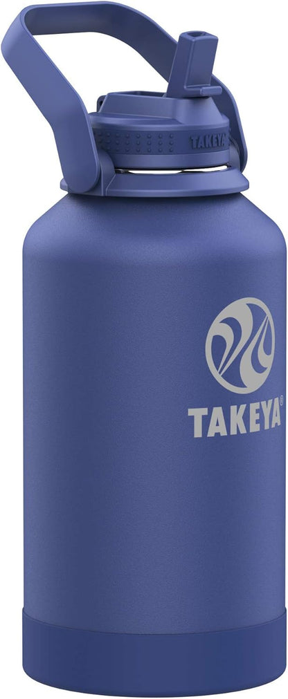 Takeya Pickleball Stainless Steel Insulated Water Bottle with Choice of Lid and Carry Handle, 32 Ounce, Dropshot Teal