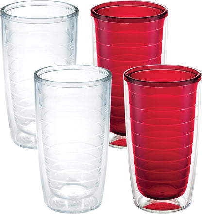 Tervis Clear & Colorful Tabletop Made in USA Double Walled Insulated Tumbler Travel Cup Keeps Drinks Cold & Hot, 16oz Mug, Clear