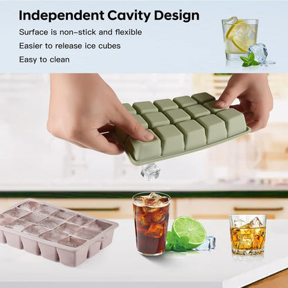 Silicone Ice Cube Tray 3 Pack, HANCELANT Ice Cube Mold, Ice Trays for Freezer with Lid for Whiskey, Baby Food, BPA Free, Easy Release