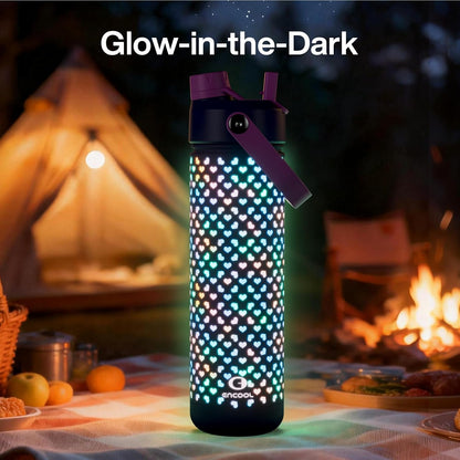 ENCOOL Insulated Water Bottle with Straw Stainless Steel Water Bottle, Leak-Proof, BPA-Free, Double Wall Vacuum Keeps Cold for 24 Hours for Sports, Travel, School (26 oz, Cotton Candy) - Colors A