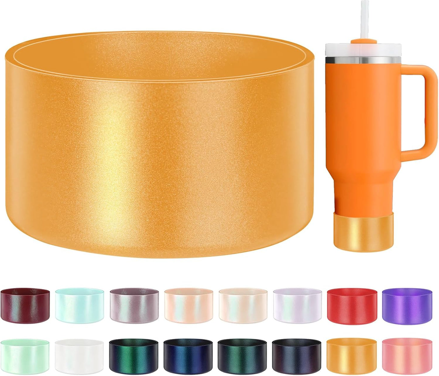 Glossy Gradient Silicone Boot, Compatible with Stanley H2.0 20-40oz & IceFlow 20-30oz, Chameleon Metallic Shimmer Cup Sleeve Protector for Hydroflask and Bottle Bottom with 2.8-3in