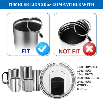 20 oz Tumbler Lid, 2 Pack Replacement Lids Compatible for YETI 20 oz Tumbler 10/24 oz Mug and 10 oz Lowball, Travel Spill Proof Cup Lids Covers with Magnetic Slider Switch, BPA Free