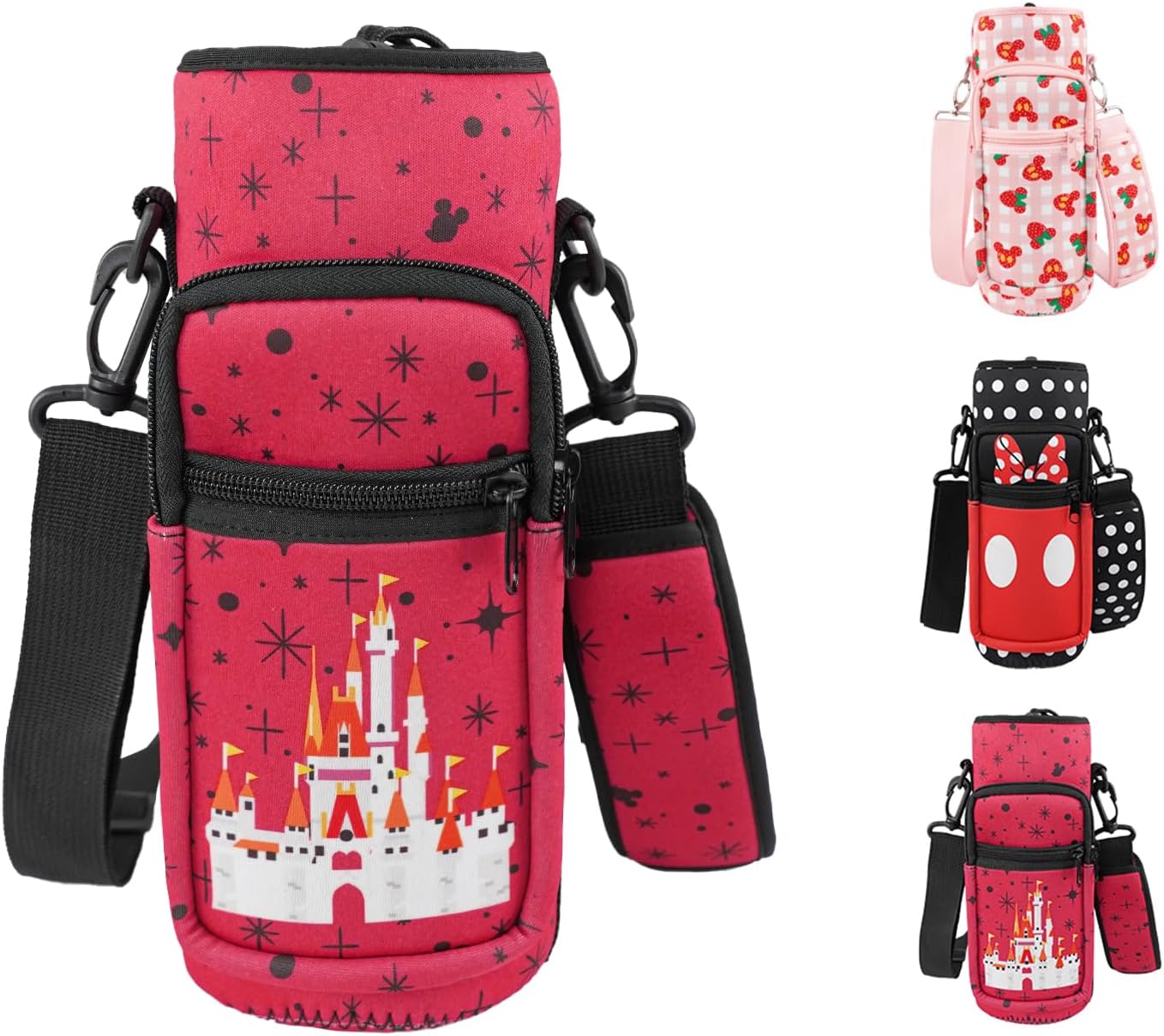 Water Bottle Carrier Bag 25oz/32oz Water Bottle Pouch Holder Adjustable Shoulder Strap Neoprene Water Bottle Sling Bag with Phone Pocket Insulated Tumbler Accessories for Walking