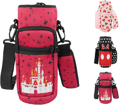 Water Bottle Carrier Bag 25oz/32oz Water Bottle Pouch Holder Adjustable Shoulder Strap Neoprene Water Bottle Sling Bag with Phone Pocket Insulated Tumbler Accessories for Walking