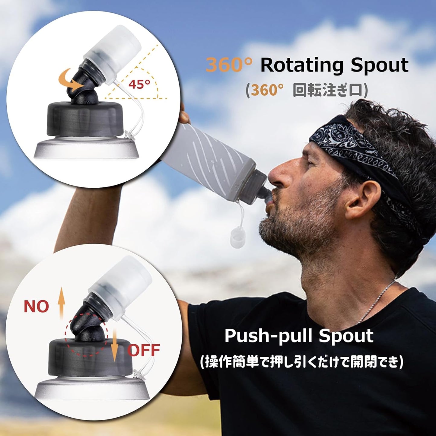 Azarxis TPU Soft Flask Collapsible Water Bottles BPA-Free 250ml 350ml 500ml for Hydration Vest Pack Running Hiking Cycling Climbing