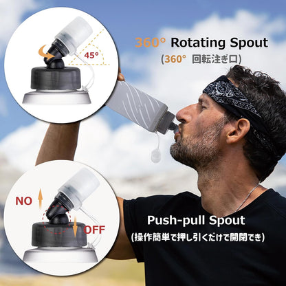Azarxis TPU Soft Flask Collapsible Water Bottles BPA-Free 250ml 350ml 500ml for Hydration Vest Pack Running Hiking Cycling Climbing