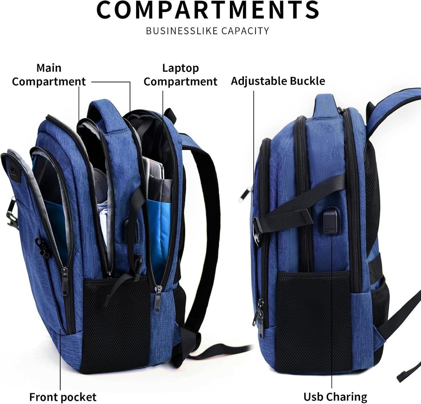 DUSLANG 17 Inch Laptop Backpack for Travel Water Resistant College Backpack for Men/Women Laptop Bag with USB Charging Port,Black - Colors B