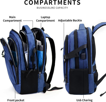 DUSLANG 17 Inch Laptop Backpack for Travel Water Resistant College Backpack for Men/Women Laptop Bag with USB Charging Port,Black - Colors B