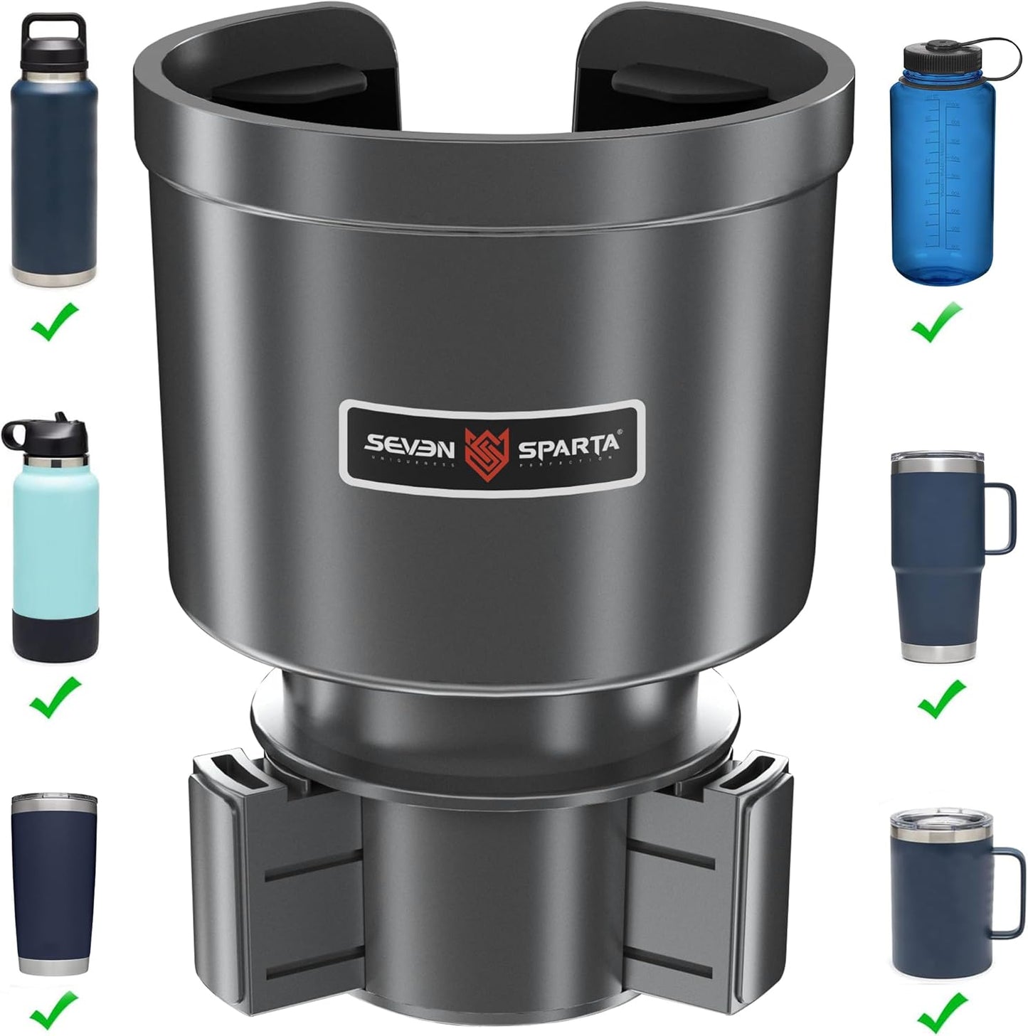 Upgraded Car Cup Holder Expander Adapter with Offset Adjustable Base, Compatible with Yeti 14/24/36/46oz Ramblers, Hydro Flasks 32/40oz, Other Large Bottles Mugs in 3.5"-4.0", 1 Pack