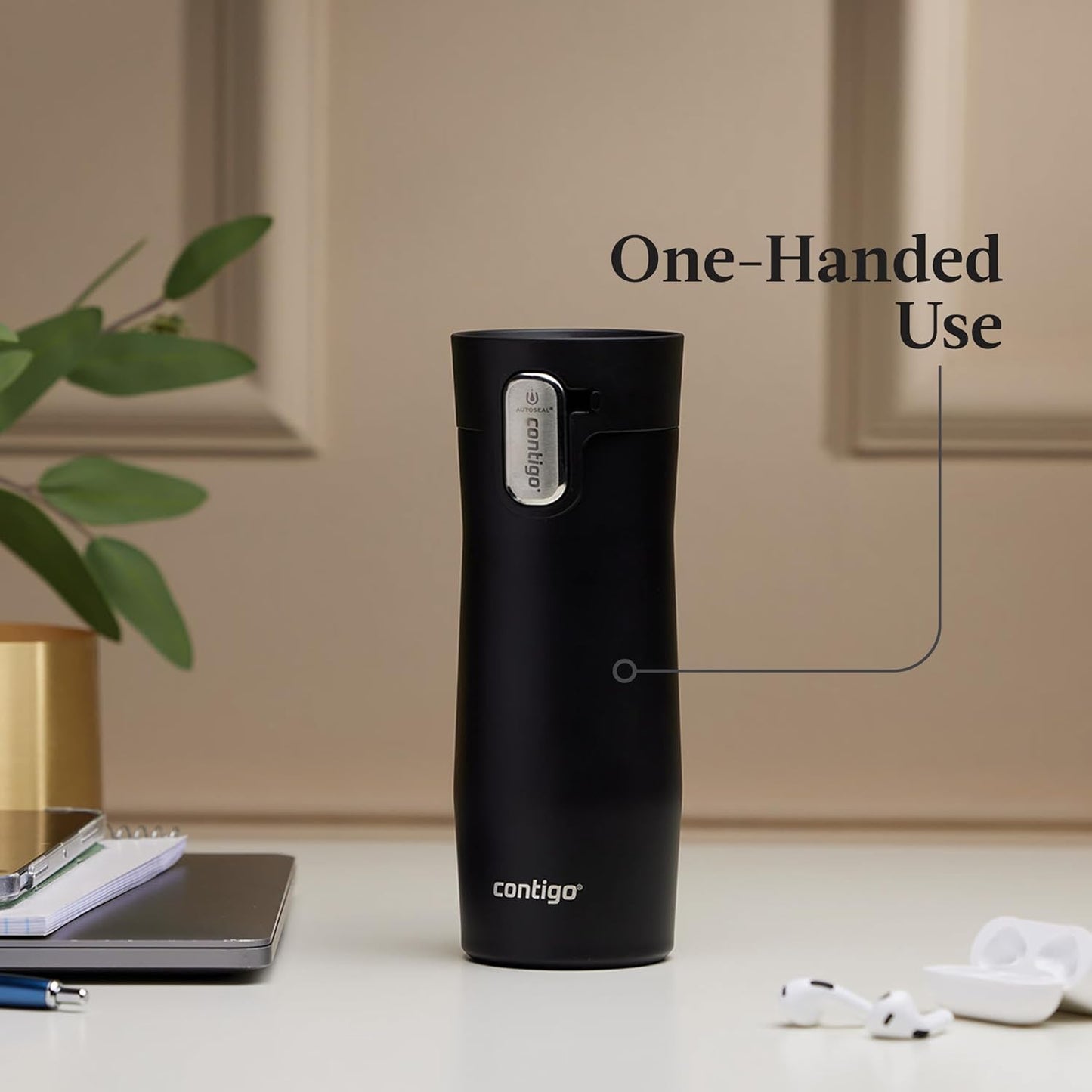 Contigo AUTOSEAL West Loop Vacuum-Insulated Stainless Steel Travel Mug with Easy-Clean Lid 12 oz Blueberry