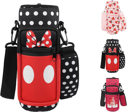 Water Bottle Carrier Bag 25oz/32oz Water Bottle Pouch Holder Adjustable Shoulder Strap Neoprene Water Bottle Sling Bag with Phone Pocket Insulated Tumbler Accessories for Walking