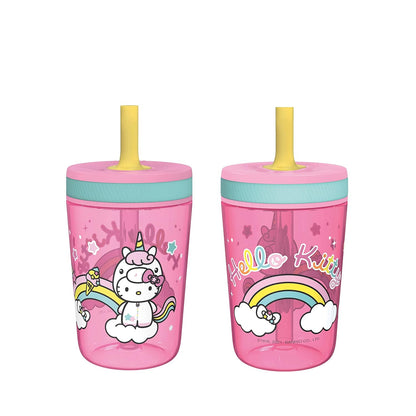 Zak Designs 15oz Bluey Kelso Tumbler Set, Leak-Proof Screw-On Lid with Straw Made of Durable Plastic and Silicone, Perfect Bundle for Kids, 2 Count (Pack of 1) - Colors B