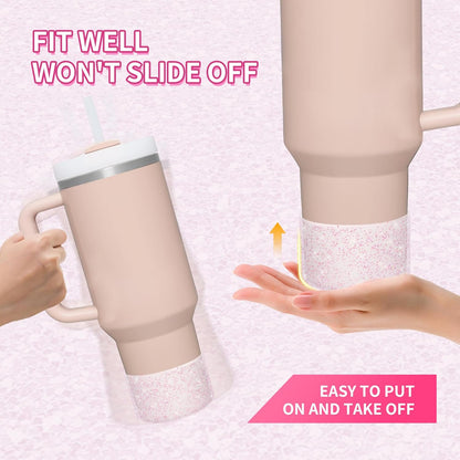 WUQID Protective Bling Silicone Boot Sleeve, Compatible with Stanley Tumbler 20-40oz & Hydro Flask Bottle 12oz-24oz, Glitter Reduces Dents Sleeve Cover for More Bottles/Tumblers Bottom of 2.83-2.95in