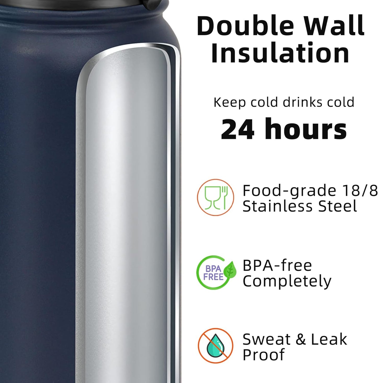 Fanhaw 20 oz Insulated Stainless Steel Water Bottle with Anti-Dust Chug Lid, Leakproof Vacuum Metal Everyday Use Bottle for Kids, Teens & Adults, Back to School Essentials (Green Blue)