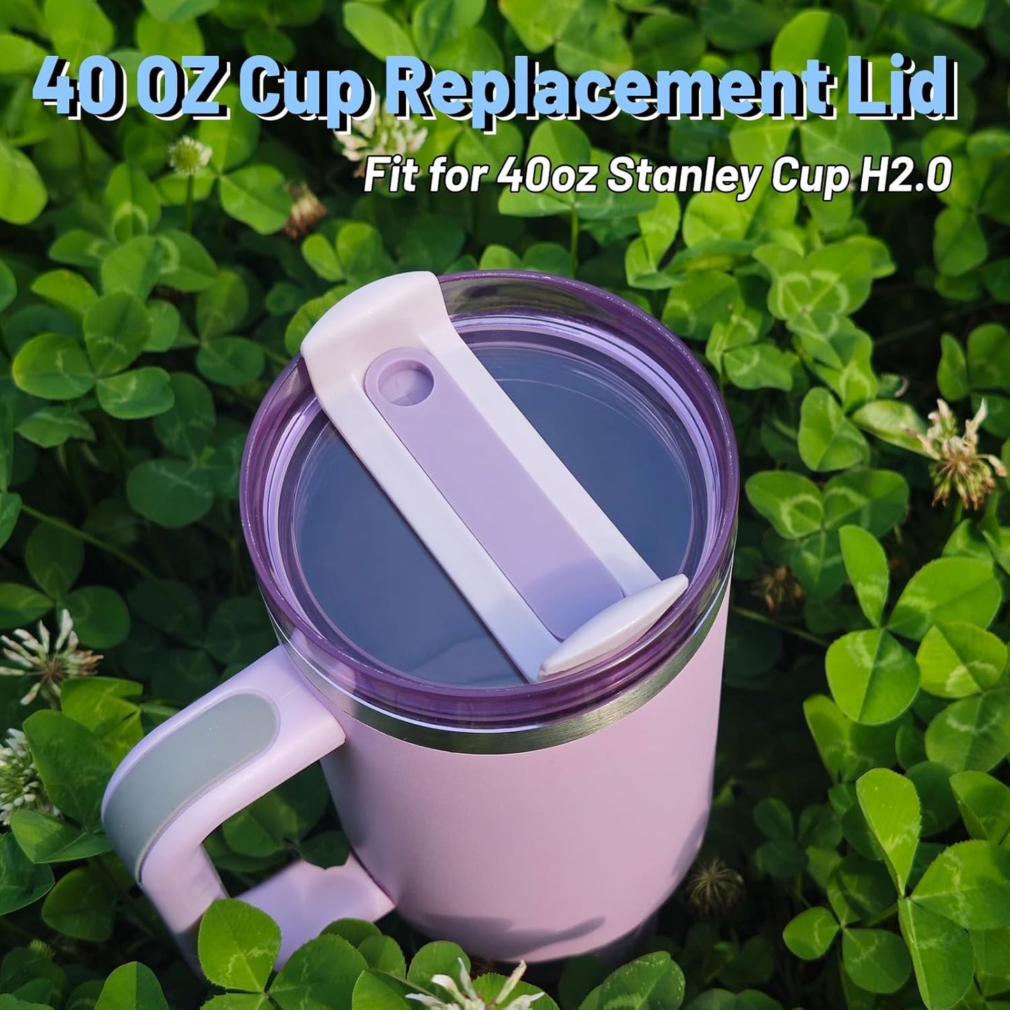 40 OZ Tumbler Lid Replacement Compatible for Stanley Quencher H2.0, 1 Pack BPA Free Clear Lid Replacement for Stanley Cup Accessories(Clear-White)