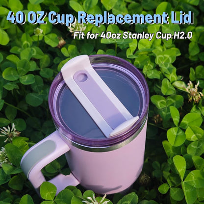40 OZ Tumbler Lid Replacement Compatible for Stanley Quencher H2.0, 1 Pack BPA Free Clear Lid Replacement for Stanley Cup Accessories(Clear-White)