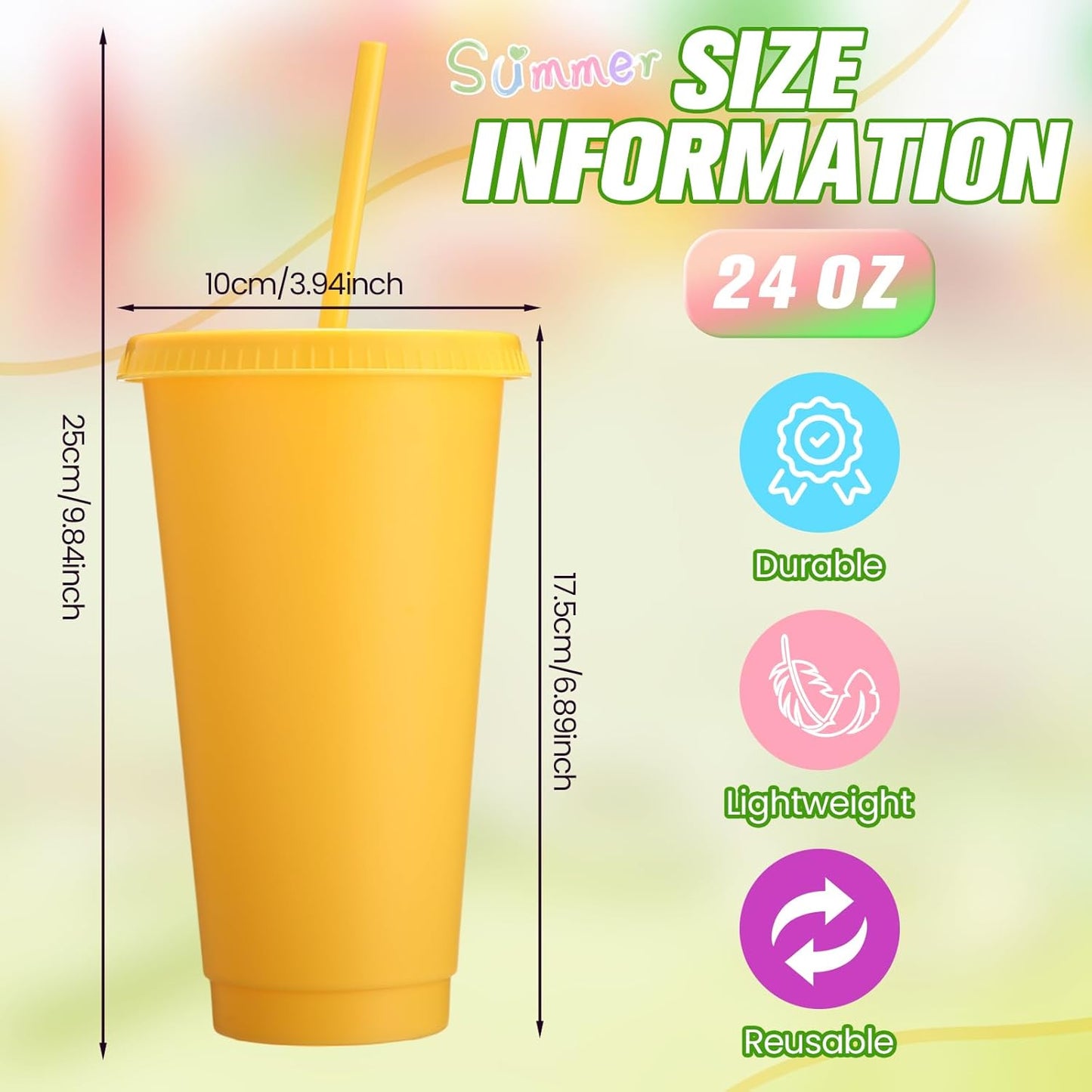 Honeydak 15 Pack Tumbler with Straw and Lid Bulk Cups for Gifts Water Bottle Iced Coffee Travel Mug Cup Reusable Plastic Tumblers for Party Birthdays 24-27 oz (Solid Color)