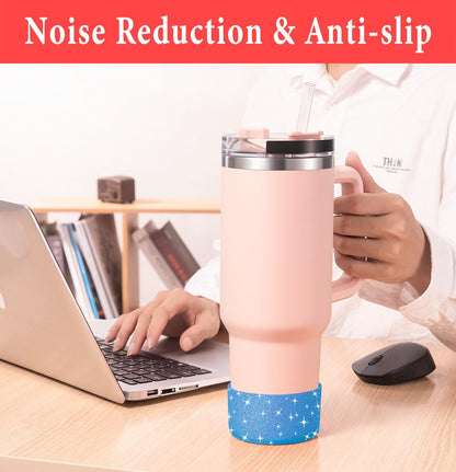 KTKUDY 2 PCS Glitter Silicone Boot Compatible with Stanley Tumbler 20 30 40 oz & Fits Hydro Flask Water Bottle 12-24oz & Fits Yeti, Simple Modern, Owala Cup - Bling Cup Bottom Protector Accessories