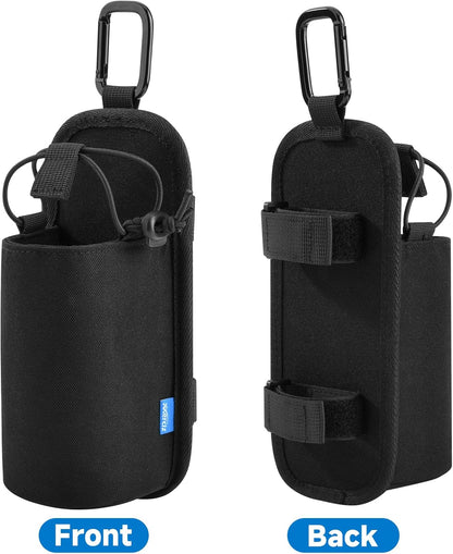 Xxerciz Water Bottle Holder for Backpack Shoulder Strap, Nylon Water Bottle Strap with Drawstring Carabiner, Portable Backpack Attachment Water Bottle Pouch for Hiking Walking Camping