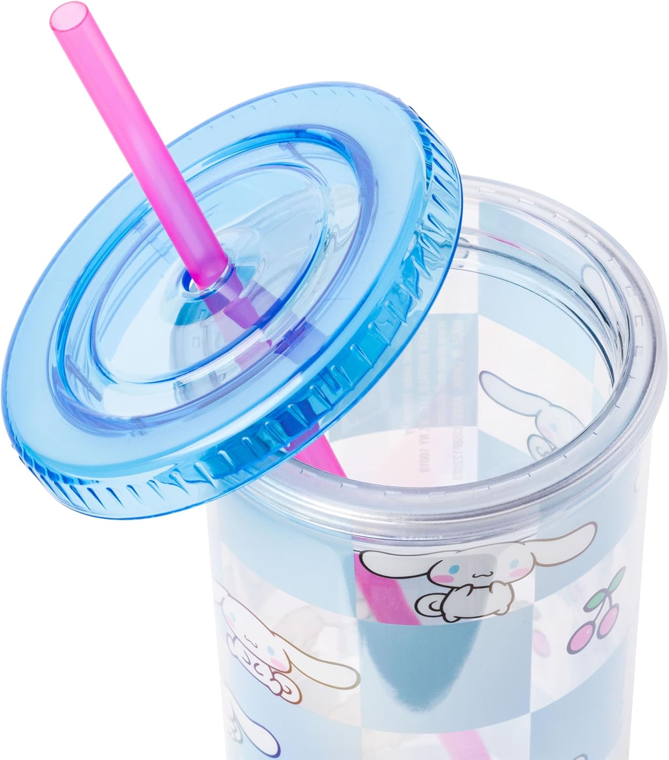 Silver Buffalo Sanrio Hello Kitty Milk Carton Pattern Plastic Boba Tumbler w Lid and Wide Straw, 24 Ounces