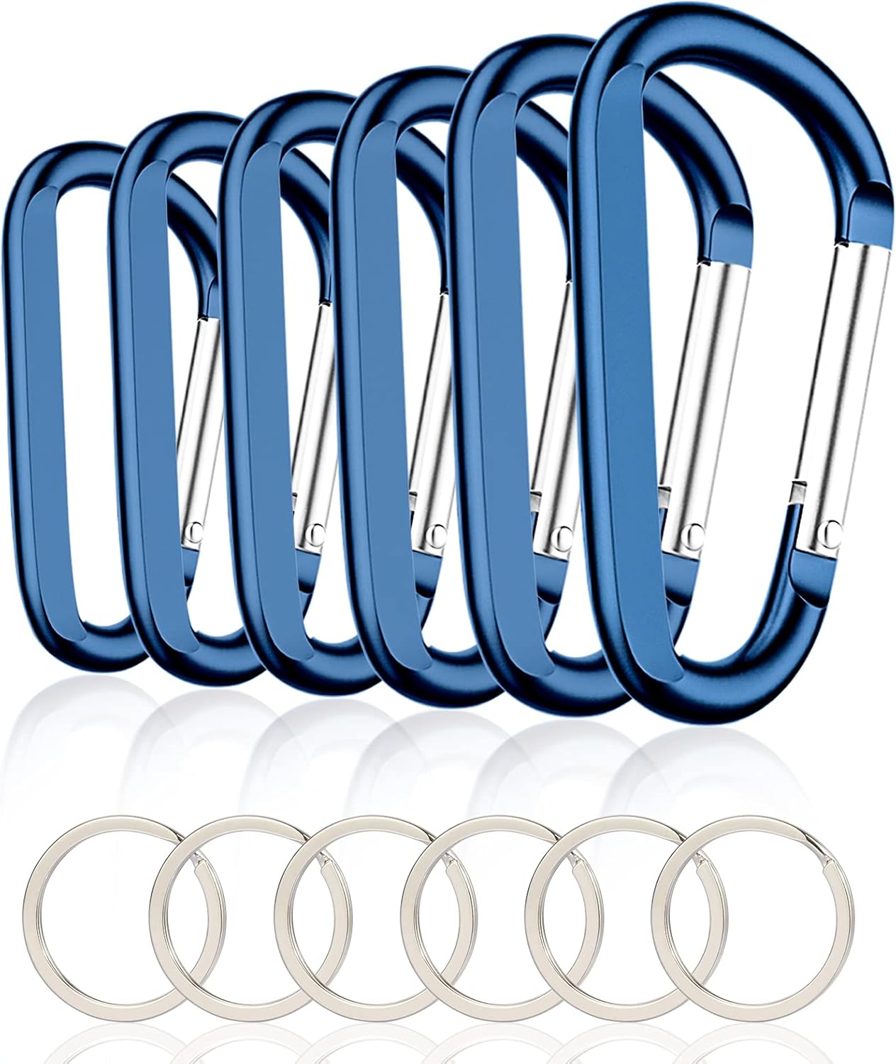 CampTek Carabiner Caribeaner Clip,3" Large Aluminum D Ring Shape Carabeaner with Keyring Keychain Hook