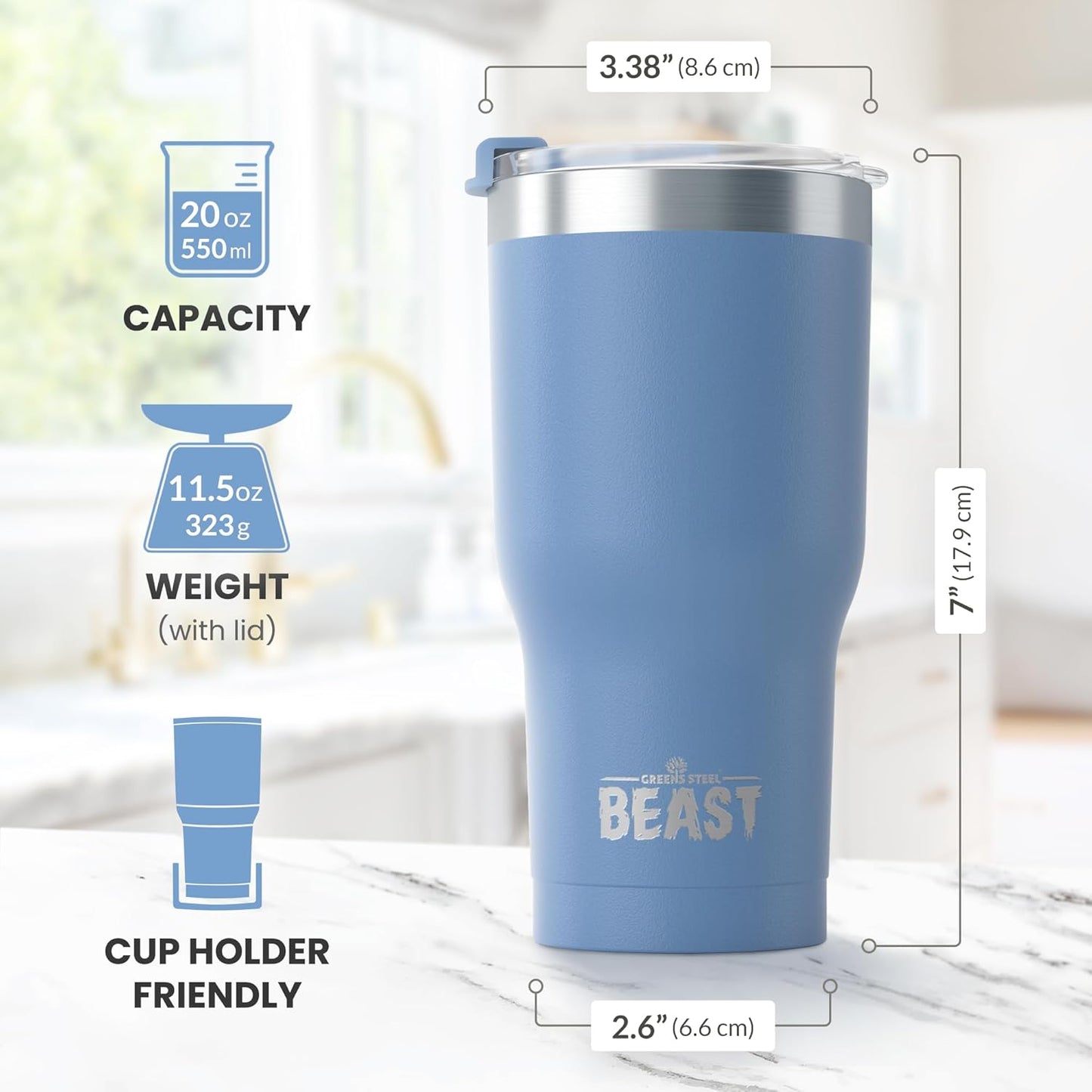 Beast 10 oz Tumbler Stainless Steel Vacuum Insulated Coffee Ice Cup Double Wall Travel Flask (Arctic White)
