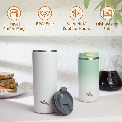 Konokyo Tumbler with Lid, 16 oz Travel Coffee Mug Double Wall Vacuum Stainless Steel Thermal Metal Cup Insulated Water Bottle,Navy Blue