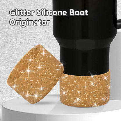 WUQID Protective Bling Silicone Boot Sleeve, Compatible with Stanley Tumbler 20-40oz & Hydro Flask Bottle 12oz-24oz, Glitter Reduces Dents Sleeve Cover for More Bottles/Tumblers Bottom of 2.83-2.95in