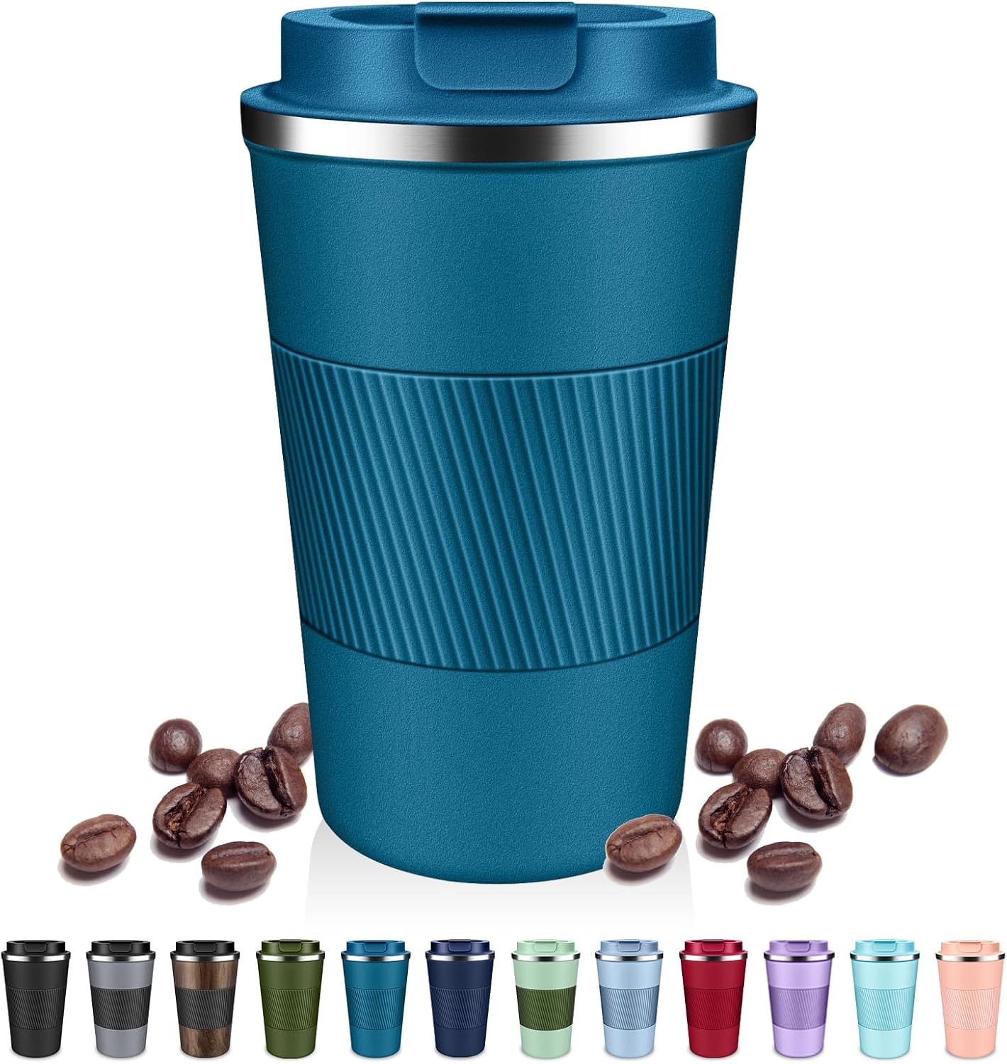 DUBUXW Insulated Coffee Tumblers with Flip Lid 12oz / 17oz, Stainless Steel Travel Coffee Mug Leak Proof, Vacuum Insulated Coffee Mug Reusable Cup, Keeps Cold and Hot for Coffee Tea